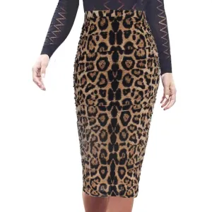 Printed High Waist Sheath Skirts