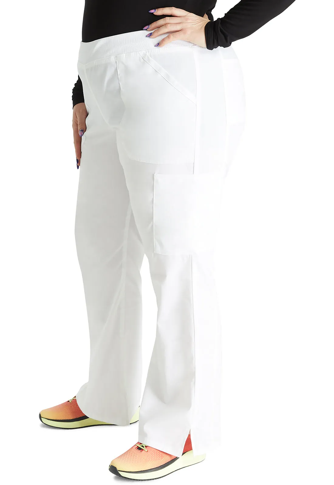 Professionals WW170 Mid Rise Straight Leg Pull-on Cargo Pants White