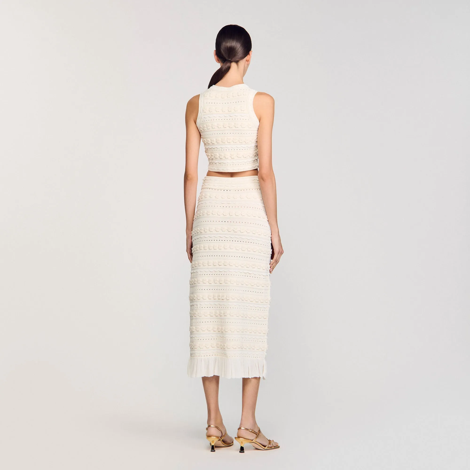 Propriano Crochet Detail Jumper Ecru
