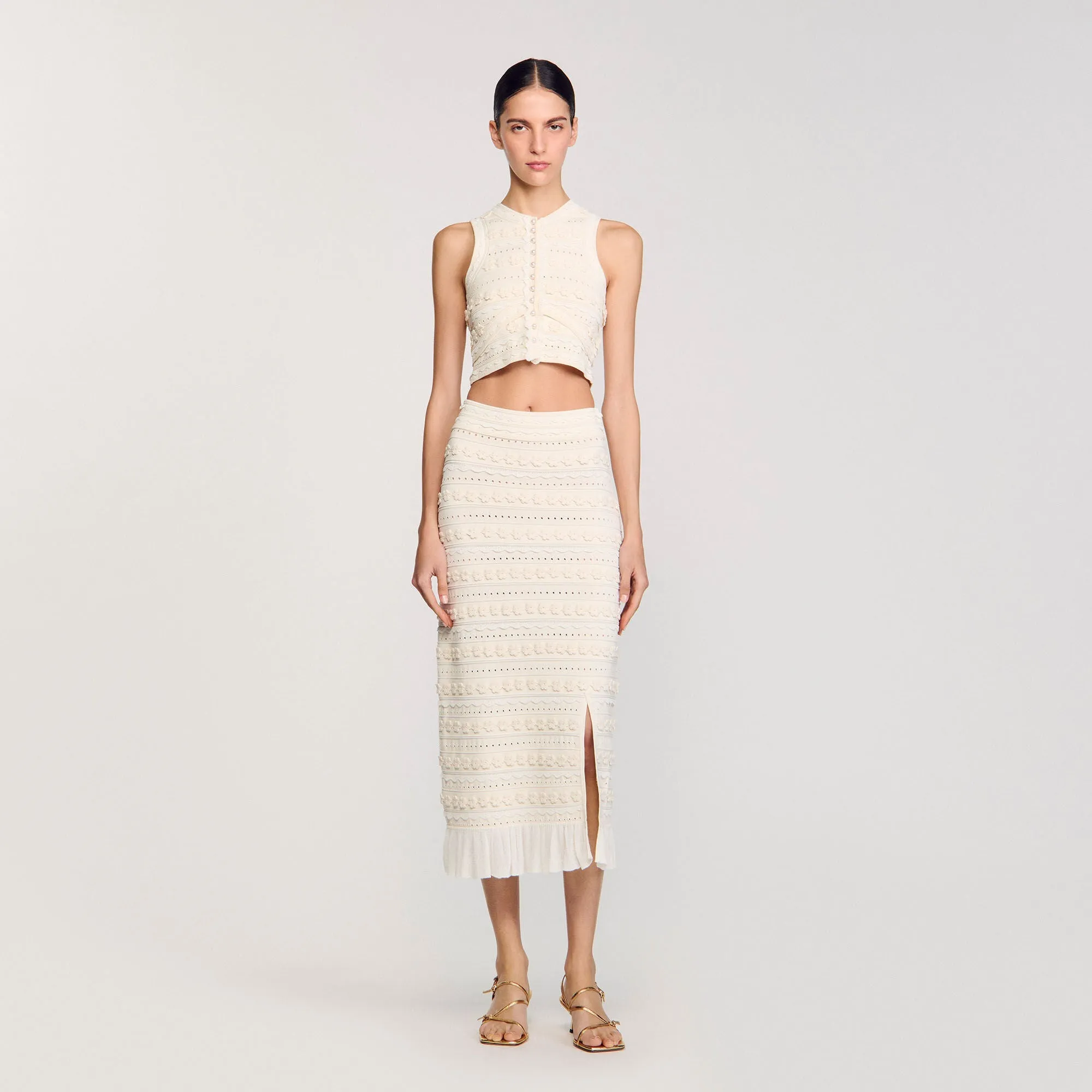 Propriano Crochet Detail Jumper Ecru
