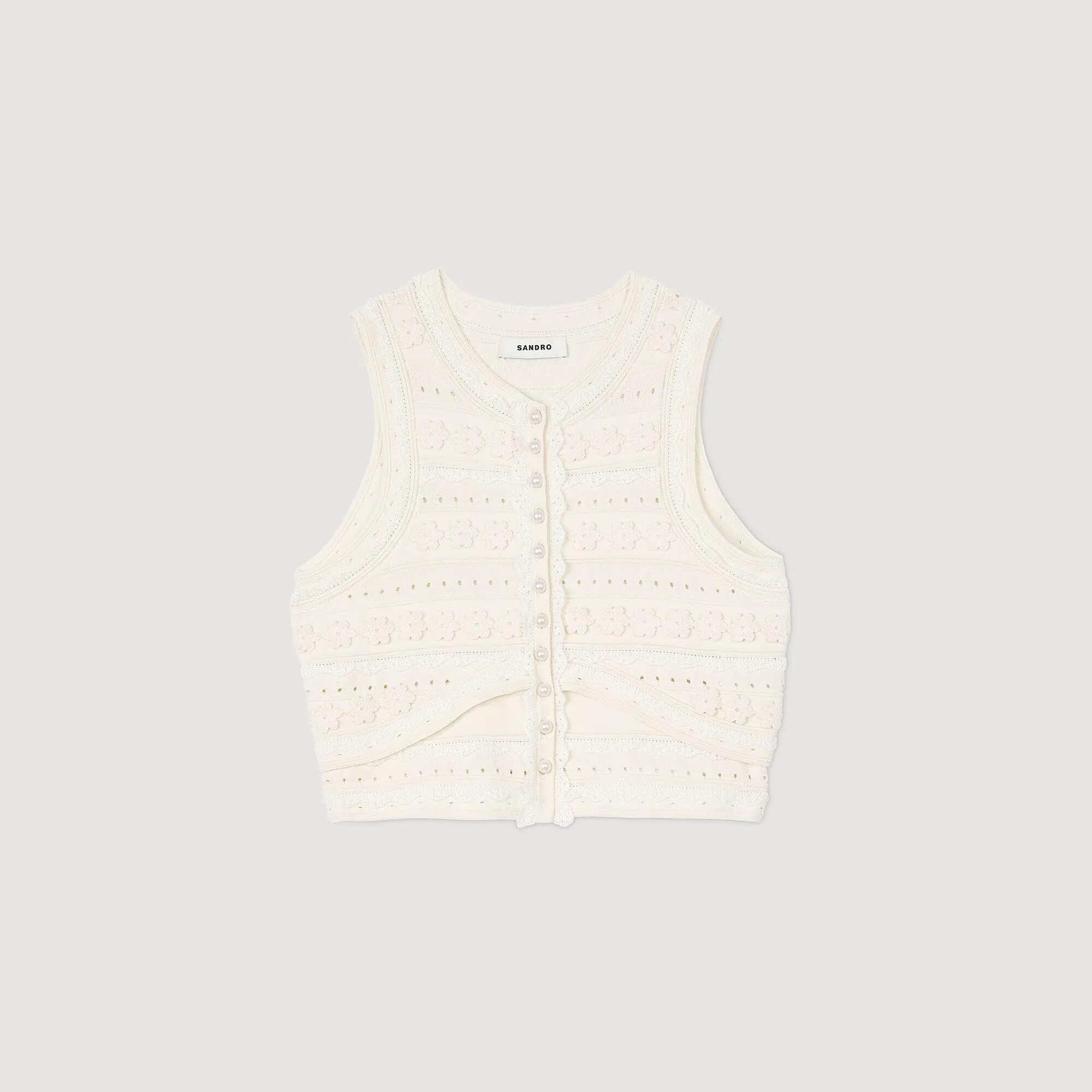 Propriano Crochet Detail Jumper Ecru