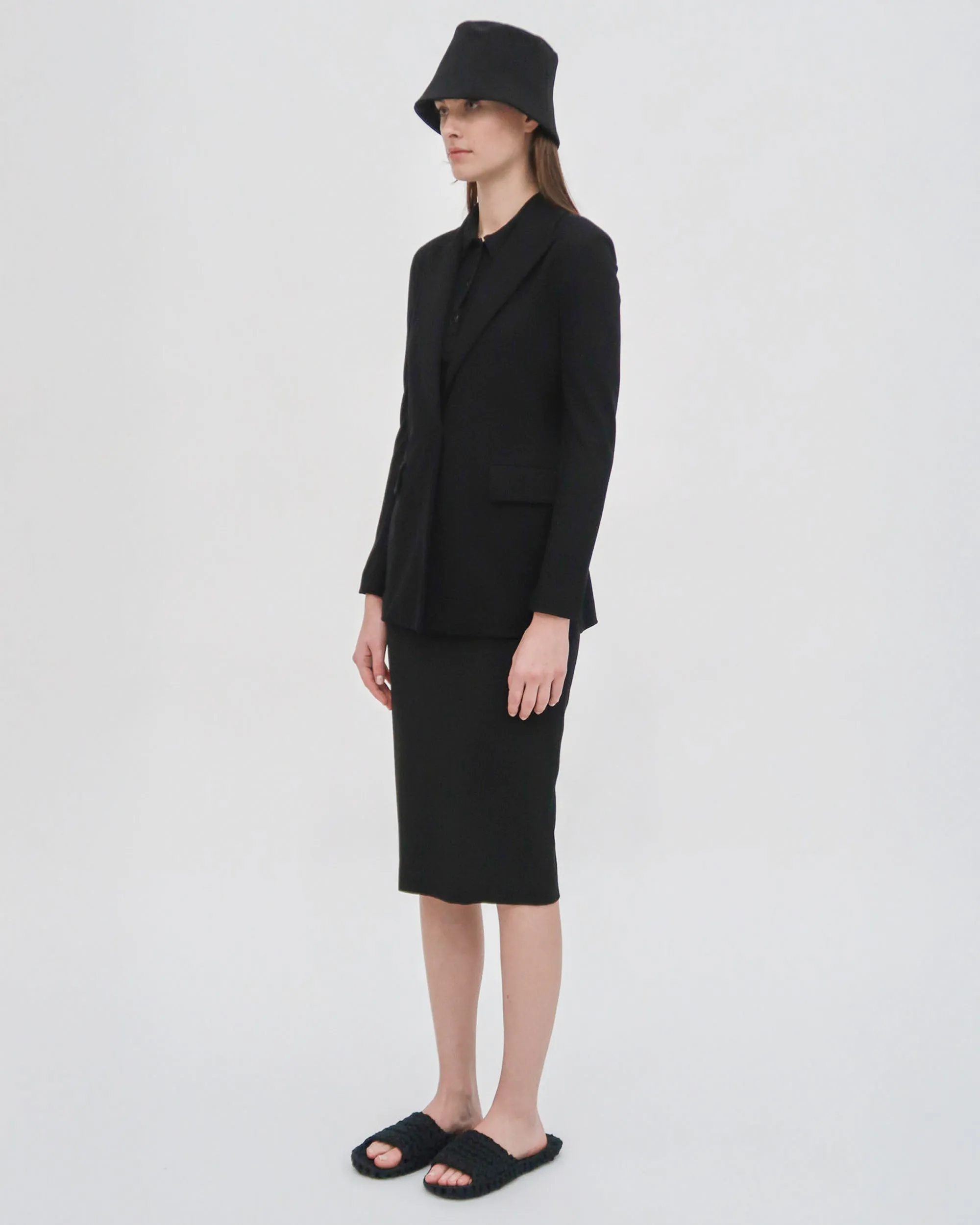 PULL ON PENCIL SKIRT - SOLID INTERLOCK