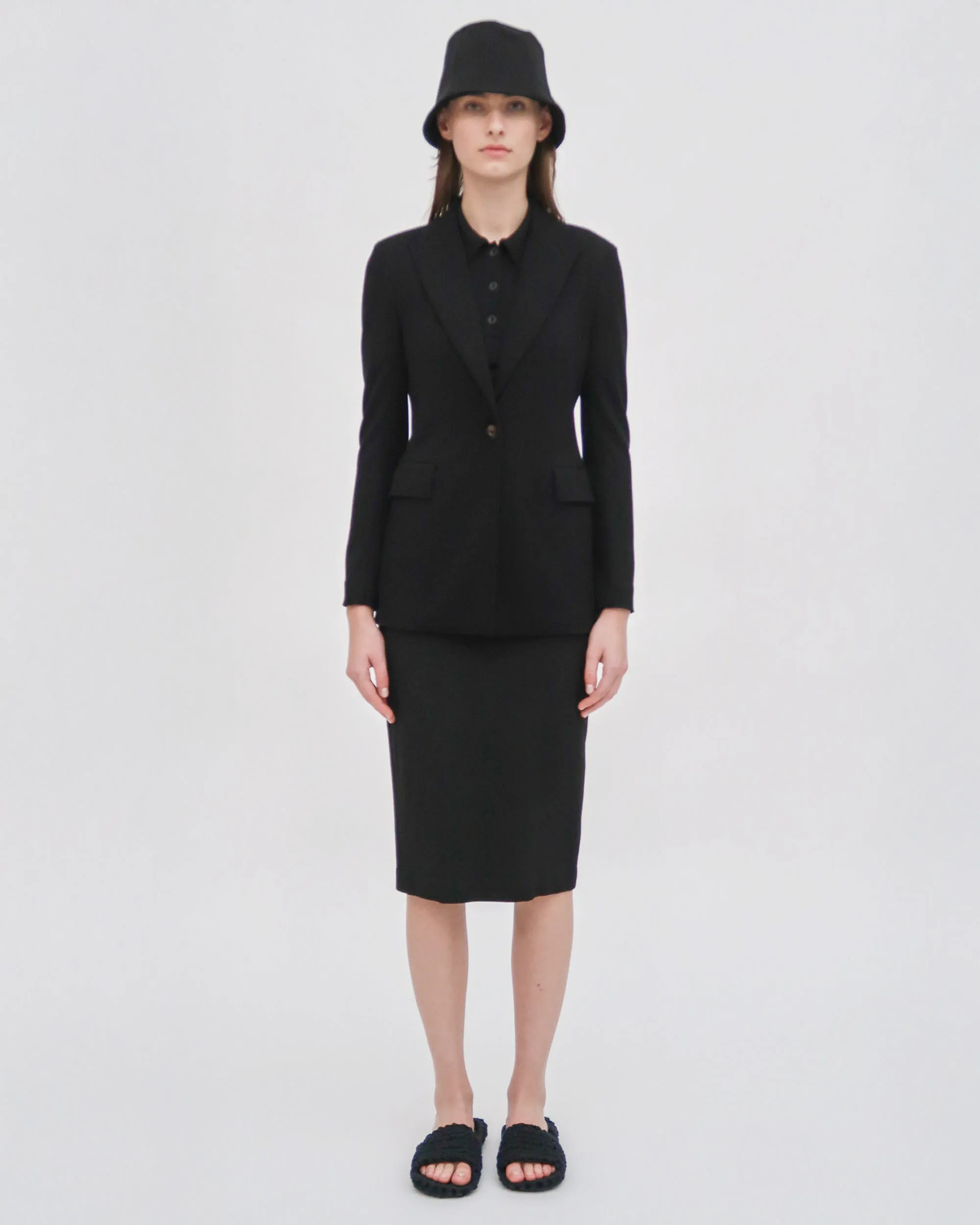 PULL ON PENCIL SKIRT - SOLID INTERLOCK