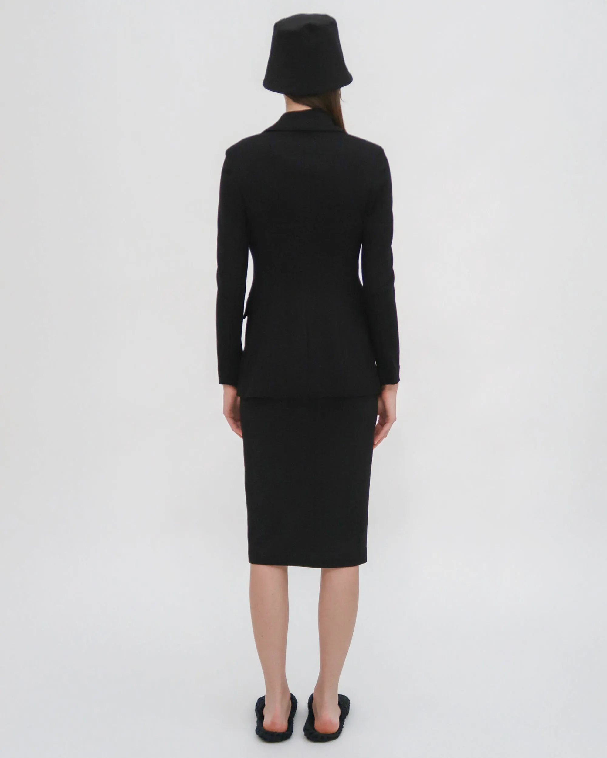 PULL ON PENCIL SKIRT - SOLID INTERLOCK