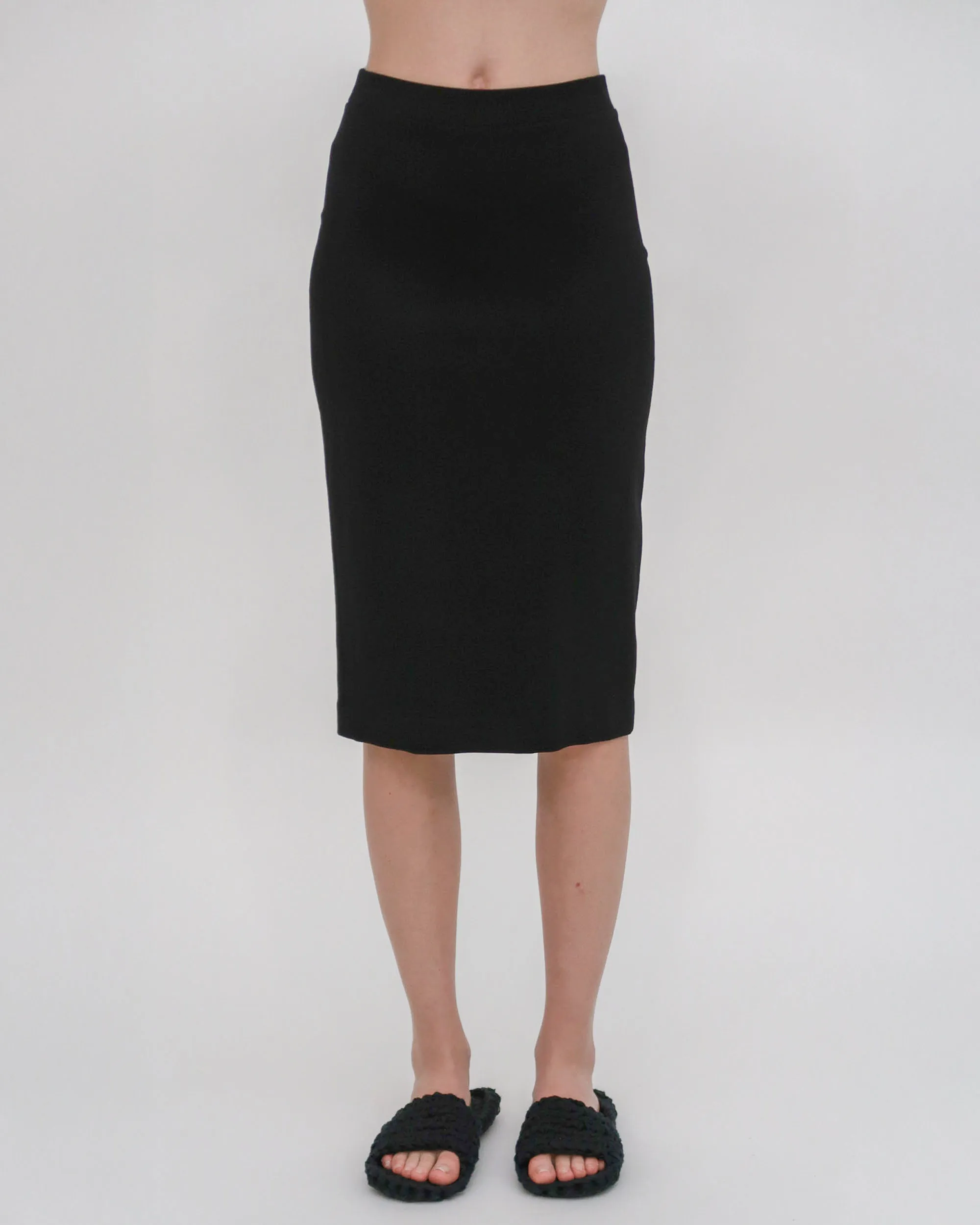 PULL ON PENCIL SKIRT - SOLID INTERLOCK
