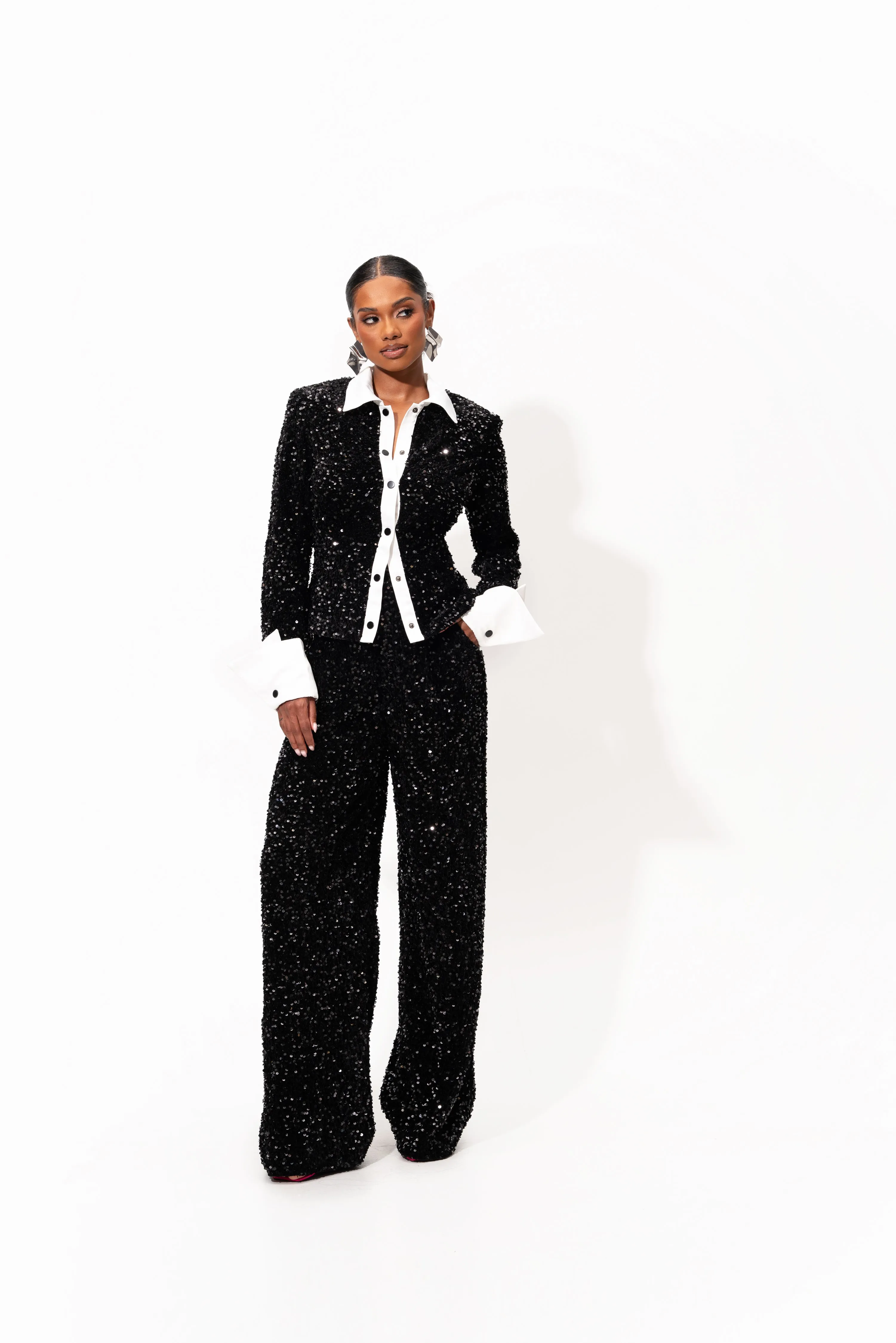 REI Sequin Pant Set in ONYX