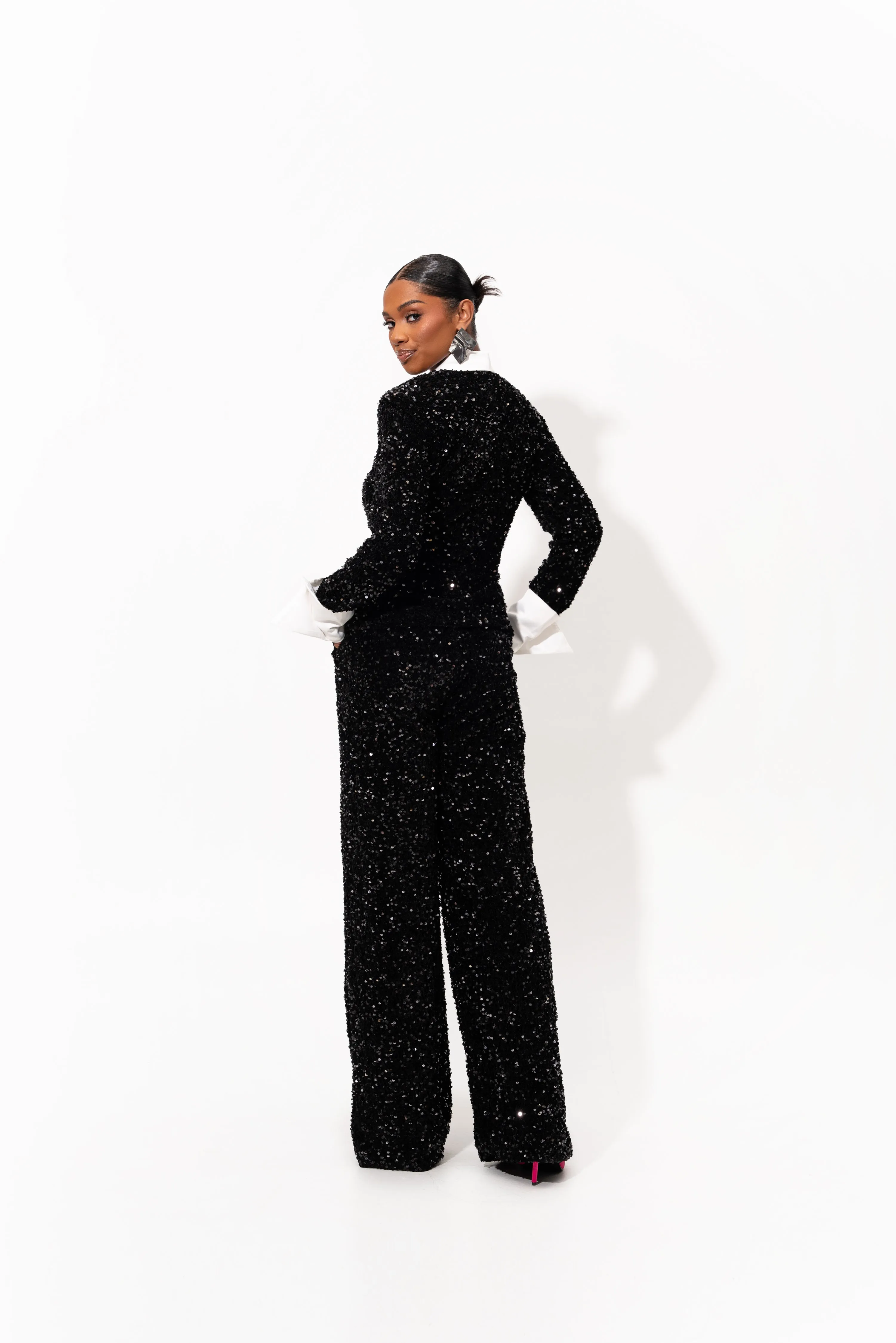 REI Sequin Pant Set in ONYX