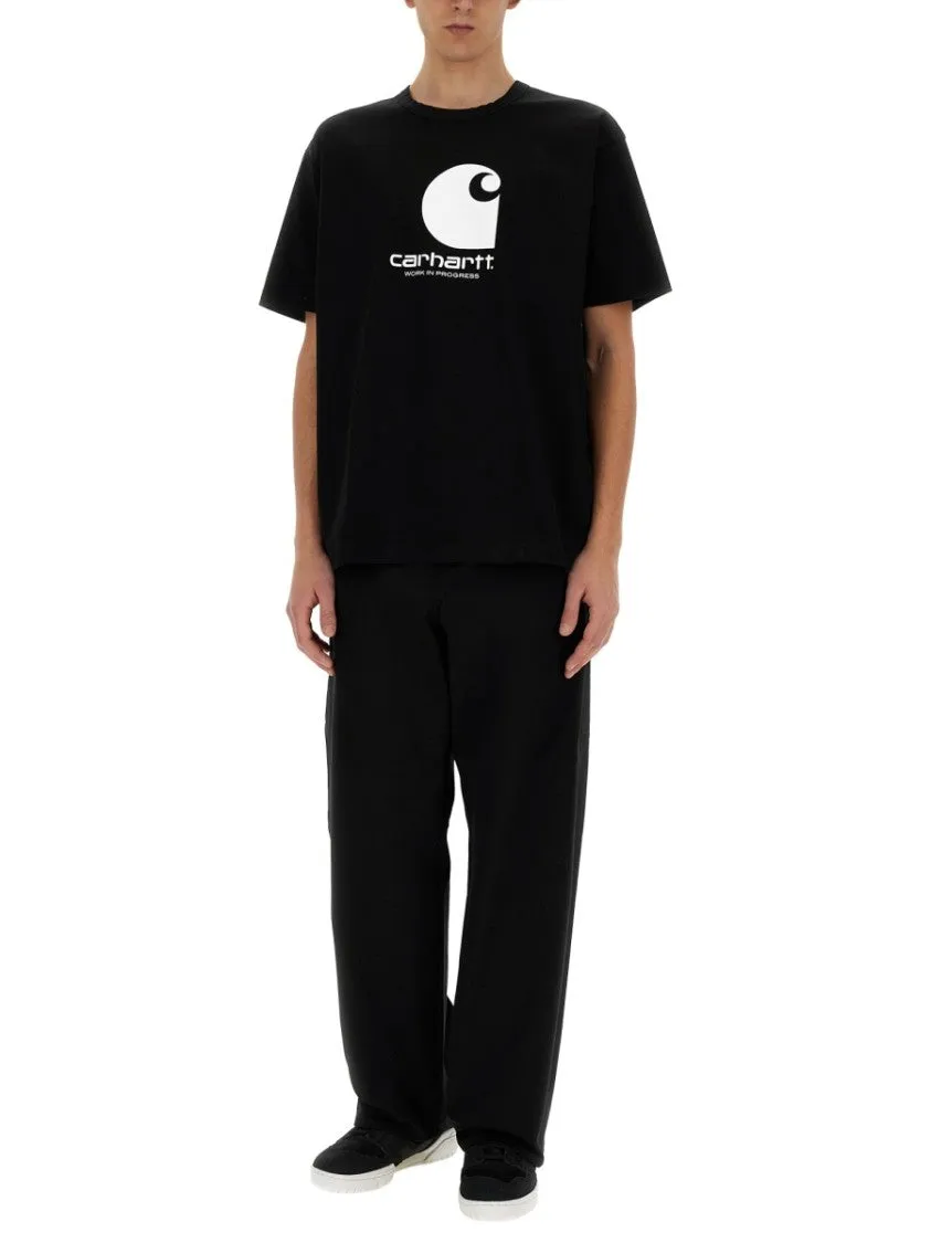 Relaxed Fit Cotton Pants With Straight Leg Design