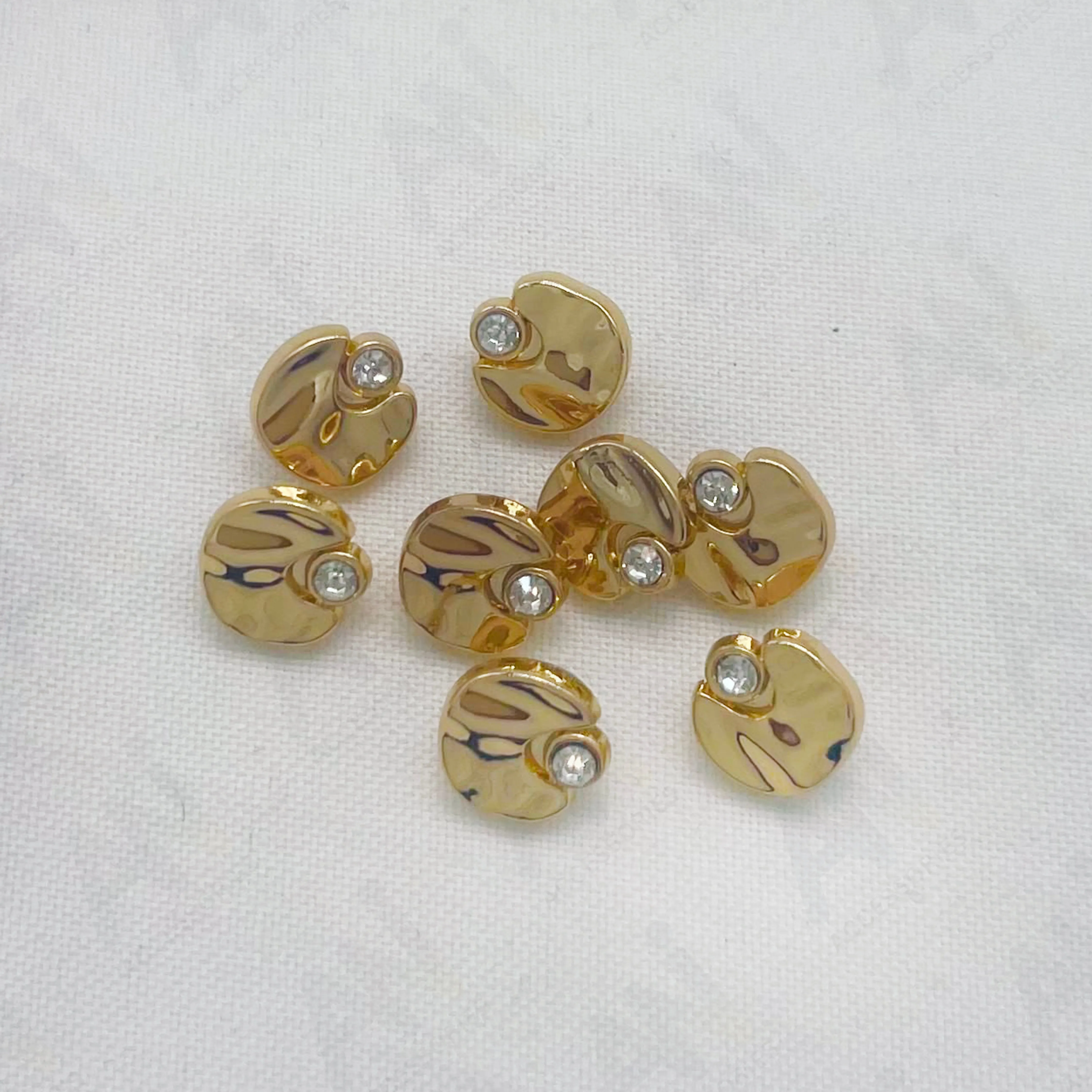 Rhinestone Accents Metal Buttons