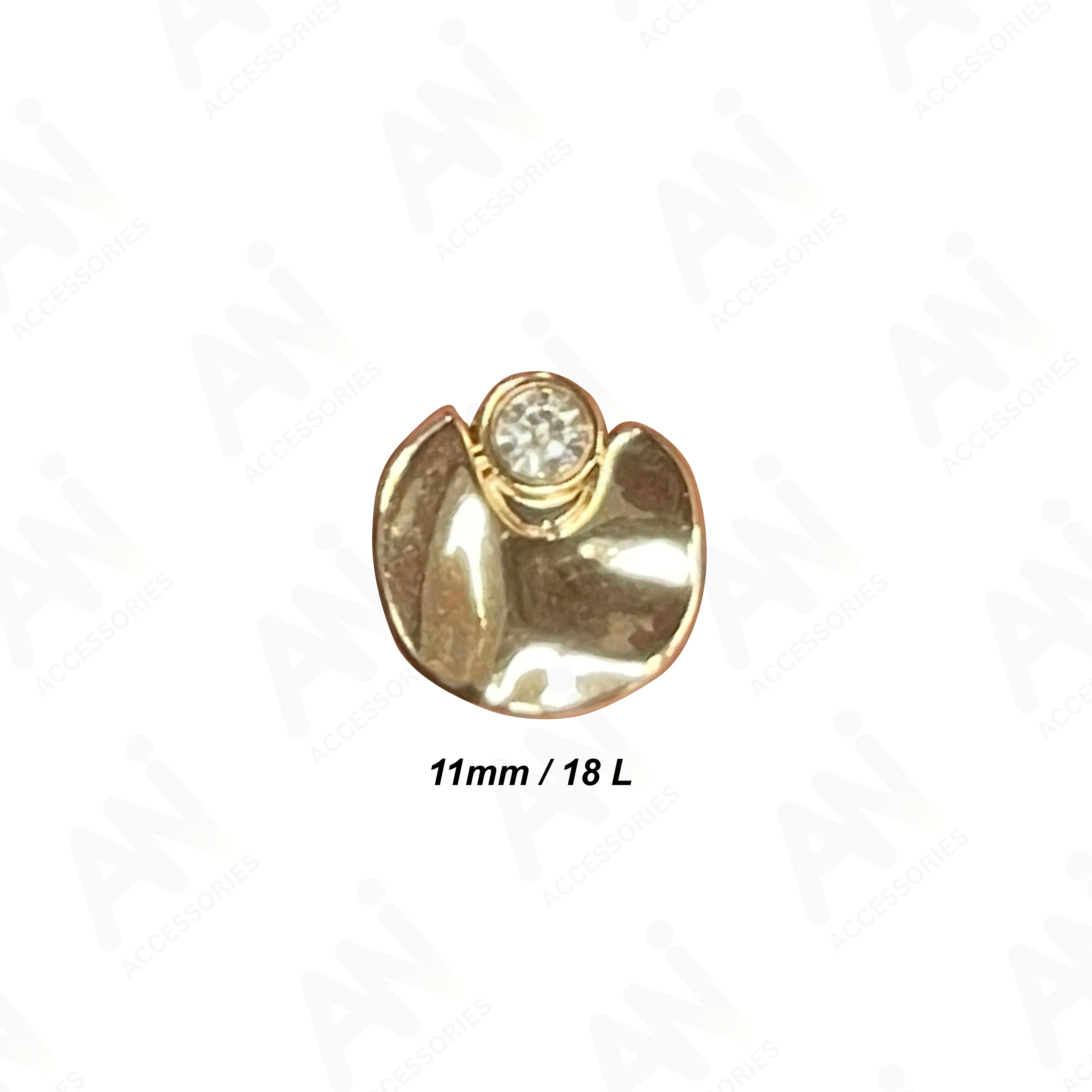 Rhinestone Accents Metal Buttons