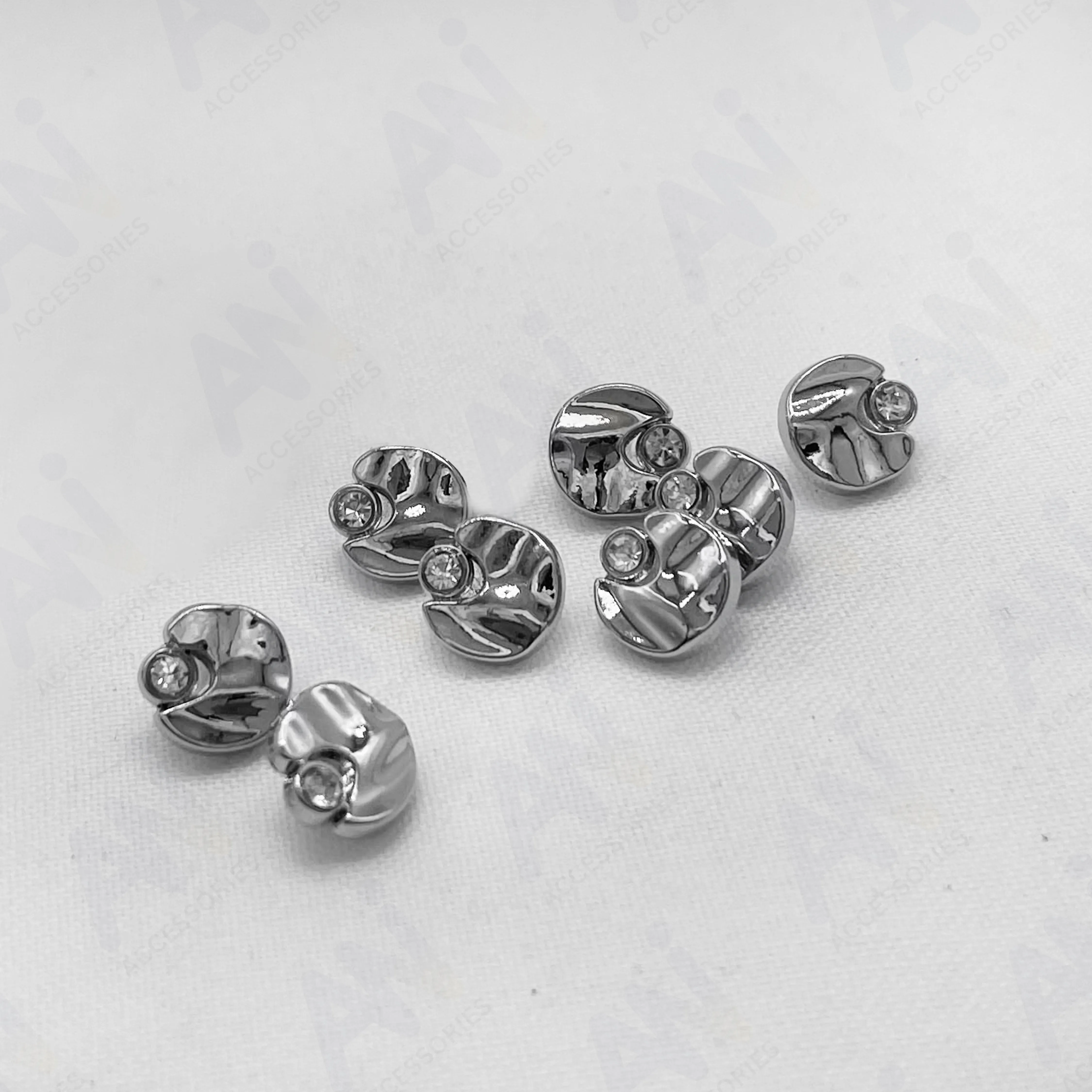 Rhinestone Accents Metal Buttons