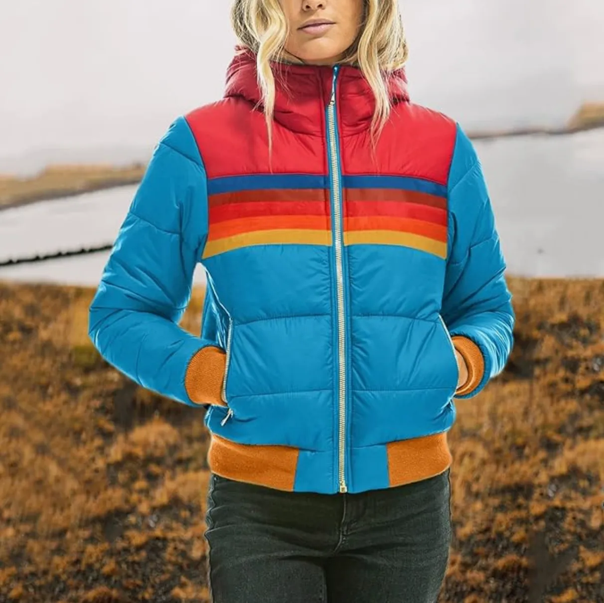 Roseutta - Retro Parka with Faux Fur Hood for Women
