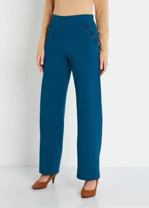 Semi-elasticated wide-leg pants, plain