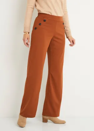 Semi-elasticated wide-leg pants, plain