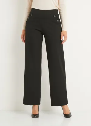 Semi-elasticated wide-leg pants, plain