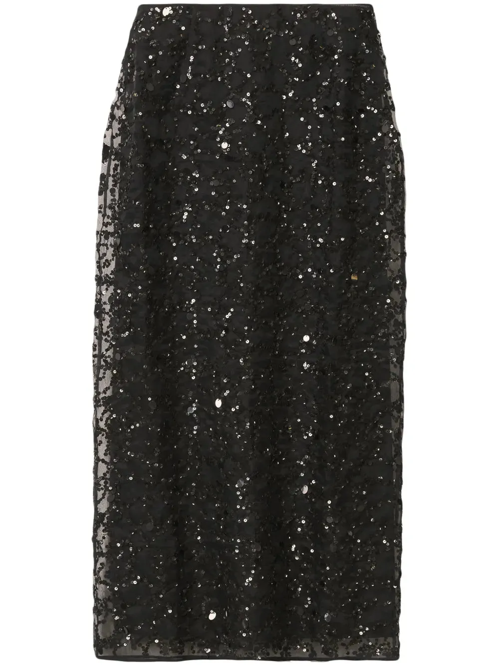 SEQUIN EMBROIDERED ORGANZA PENCIL SKIRT