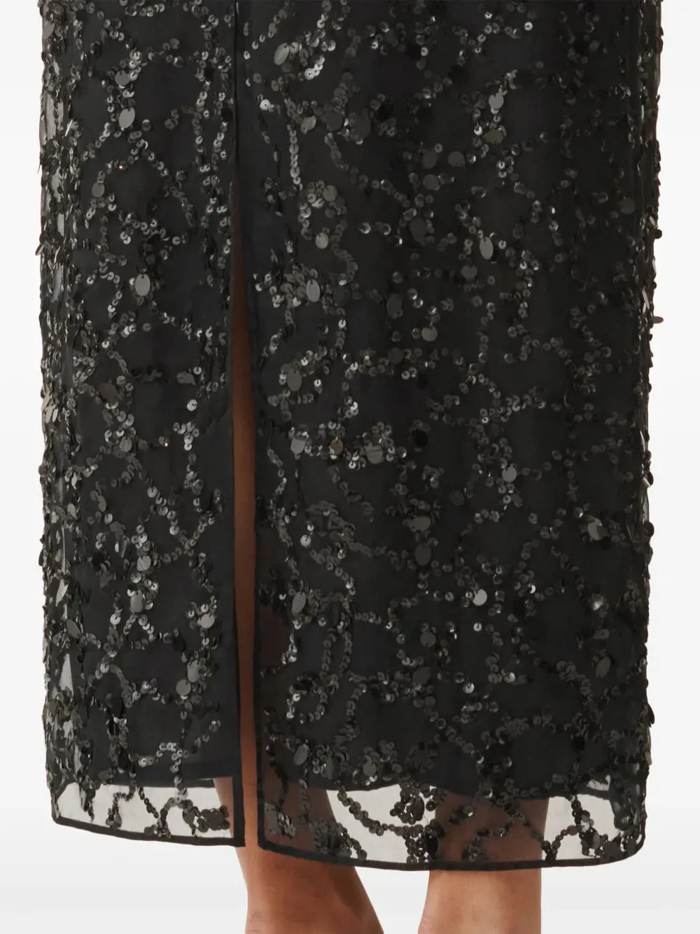 SEQUIN EMBROIDERED ORGANZA PENCIL SKIRT