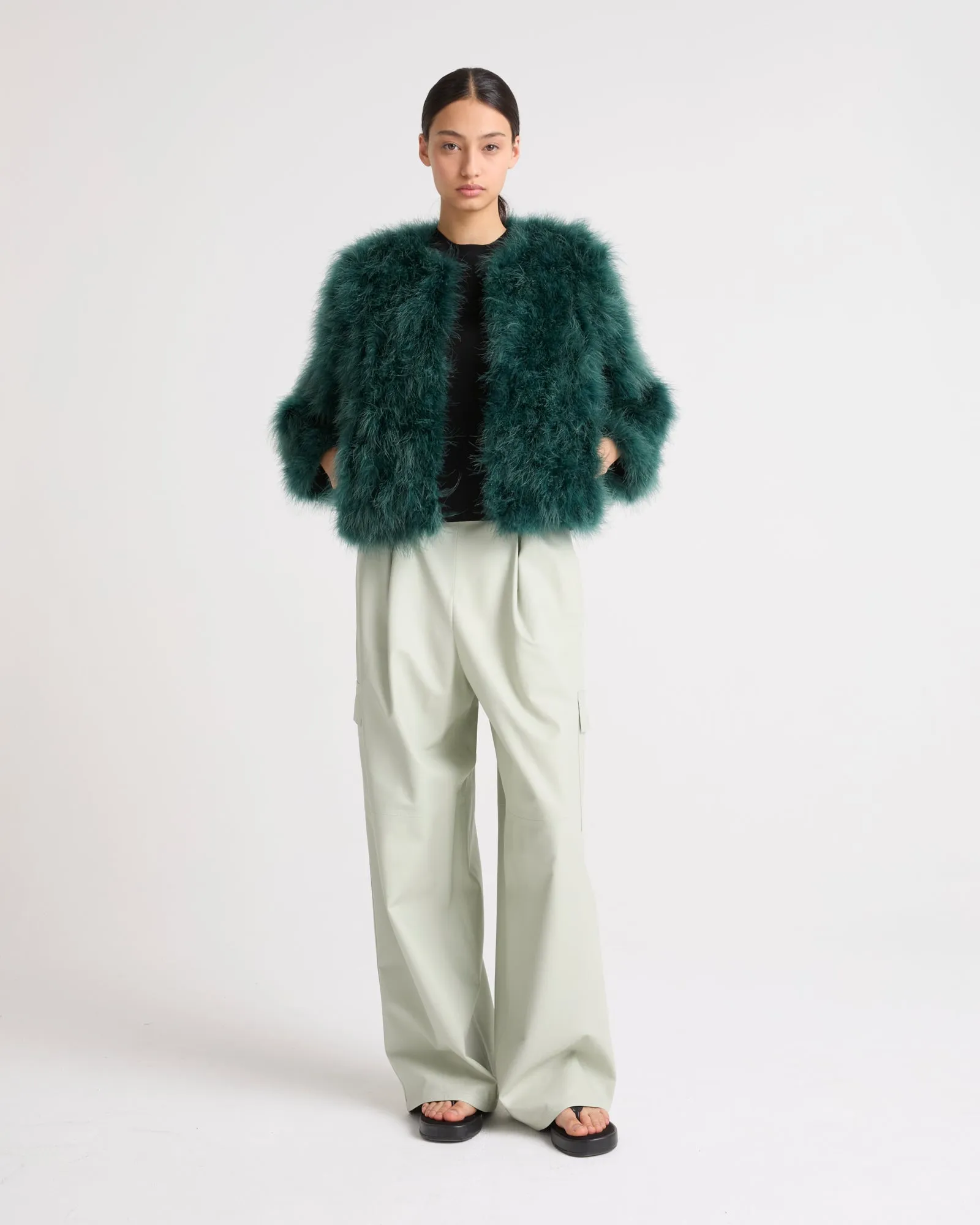 Short feather jacket