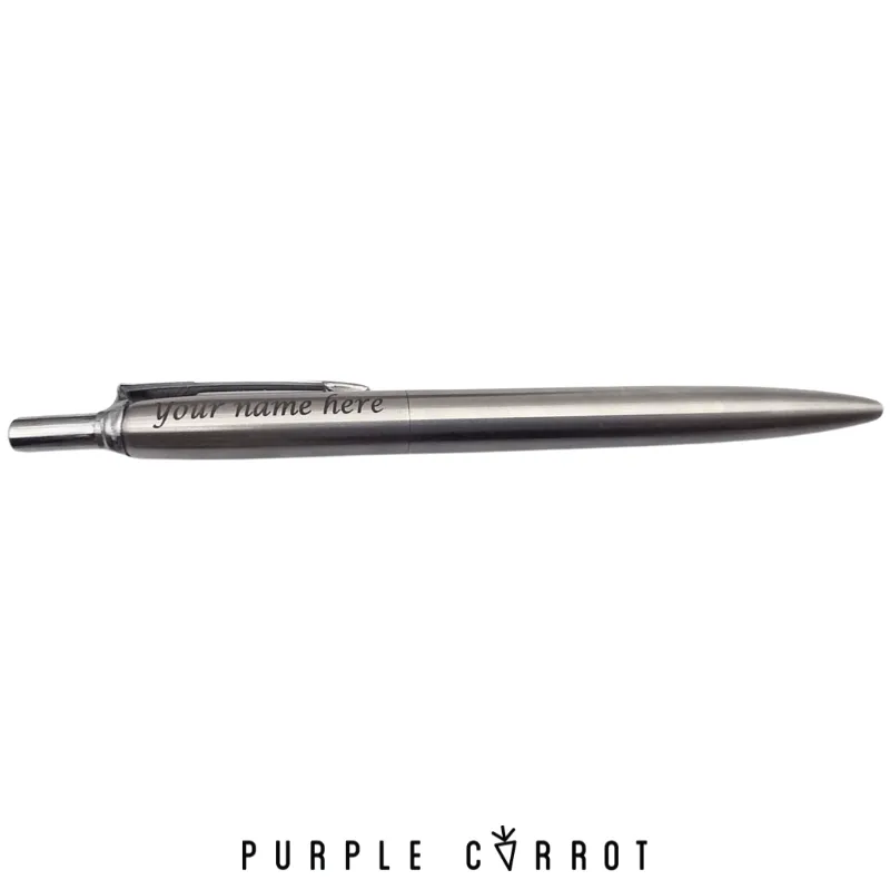 Silver Script Pen with Vegan Pen pouch and Giftbox