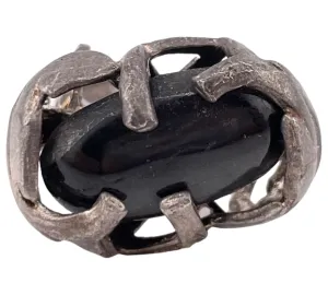 size 4.5 sterling silver brutalist hematite(?) ring