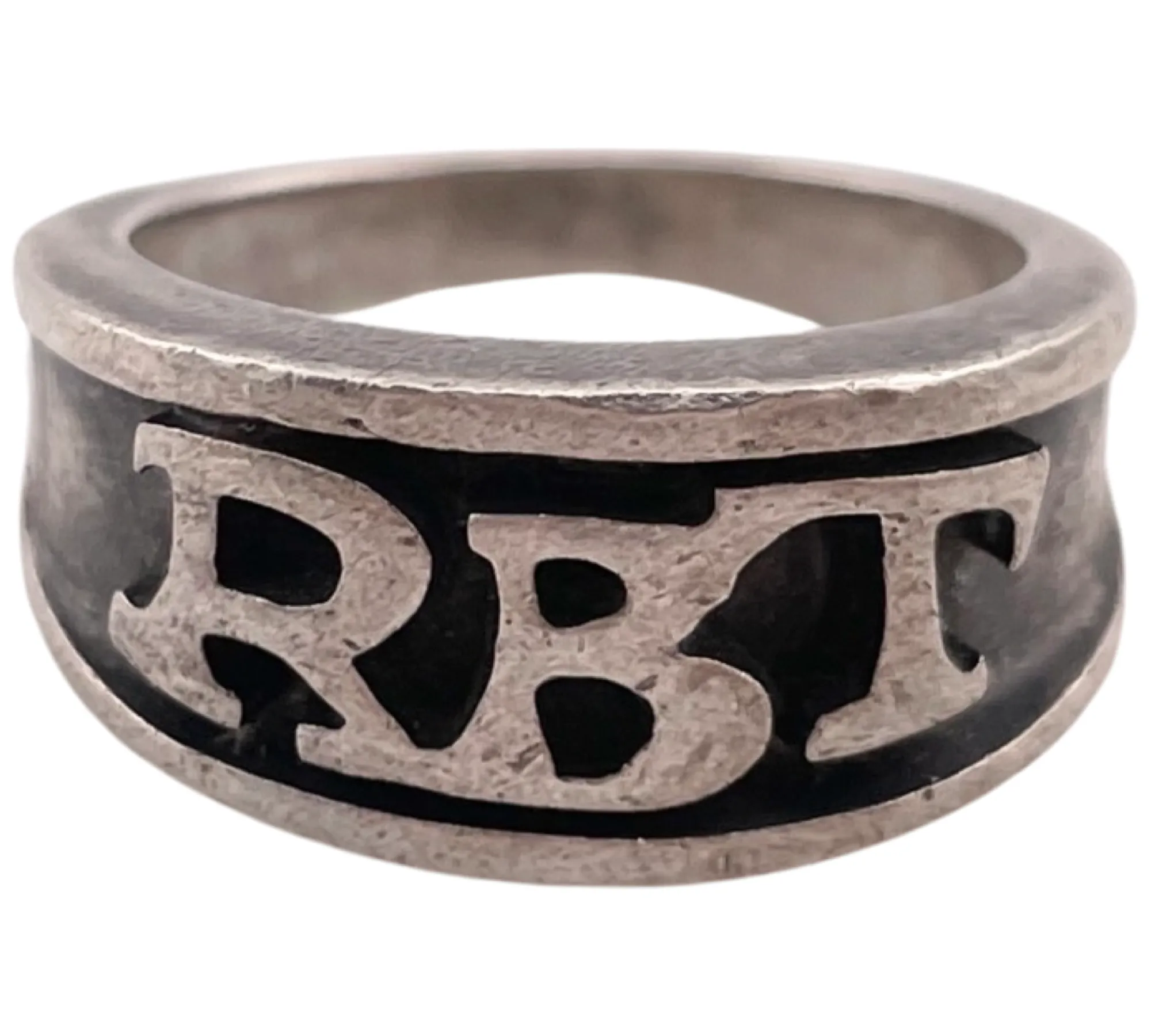size 6.5 sterling silver 'RBT' initials ring