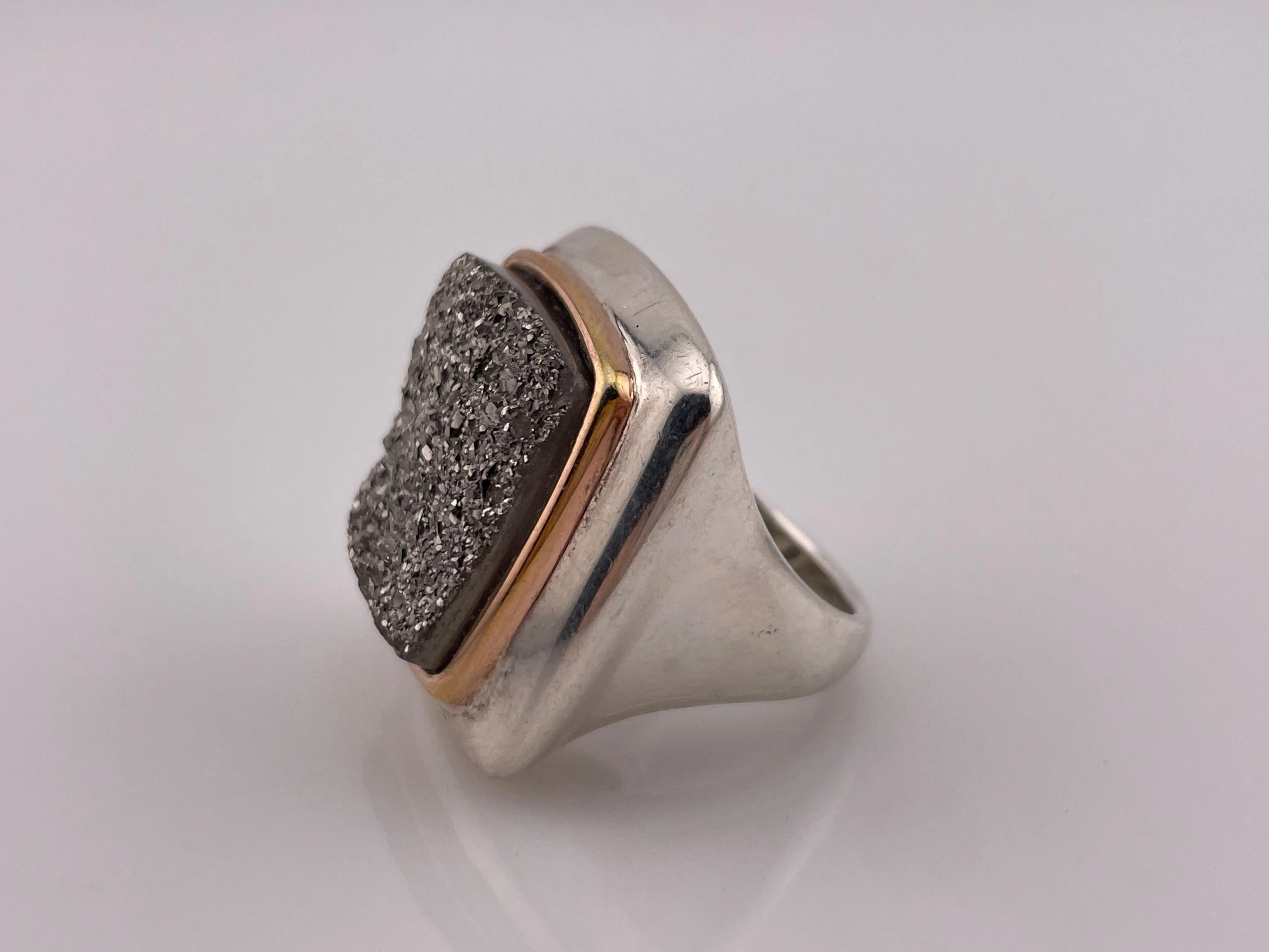 size 8.25 sterling silver gold wash druzy ring