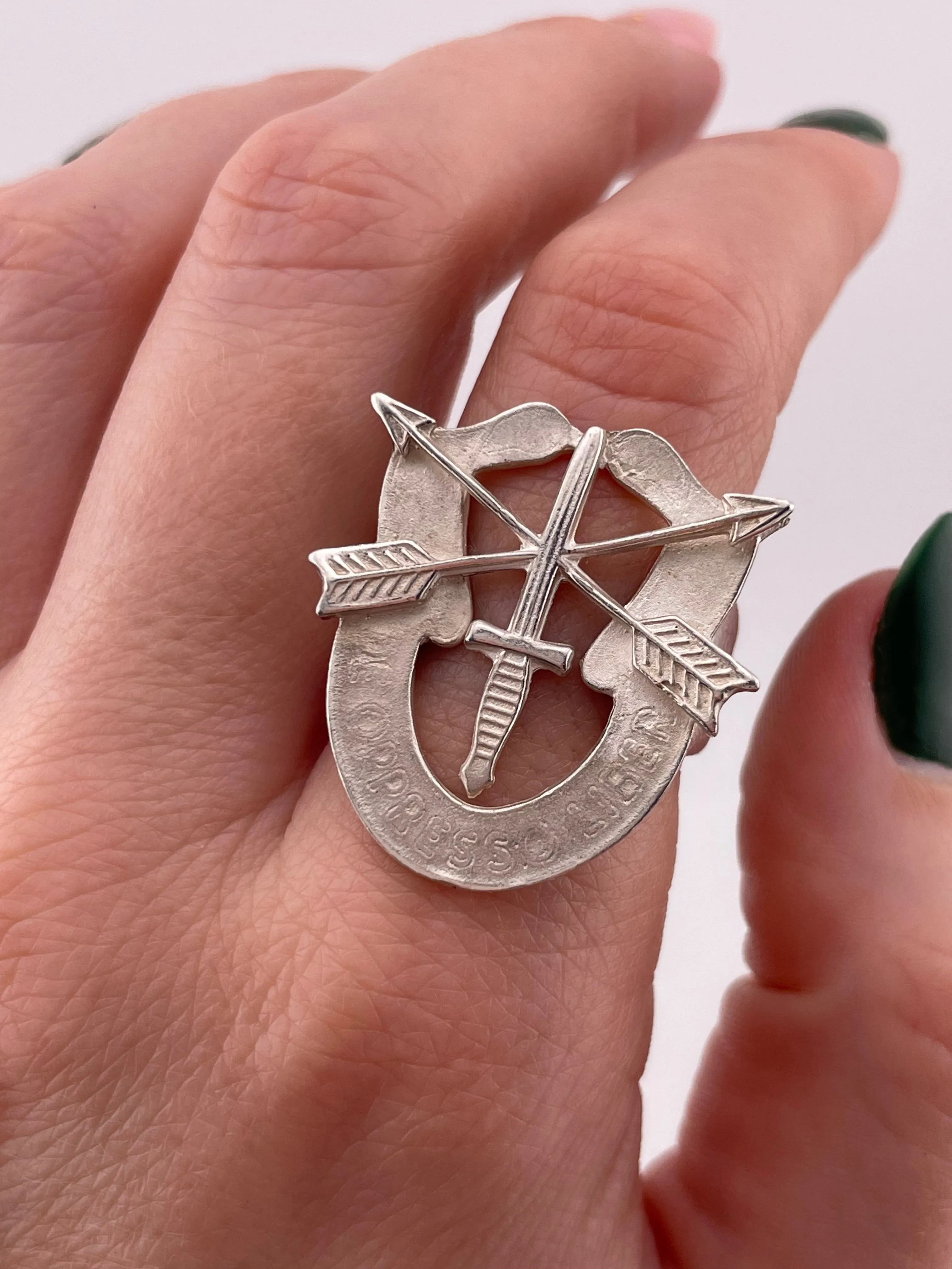 size 9 sterling silver armed forces ring