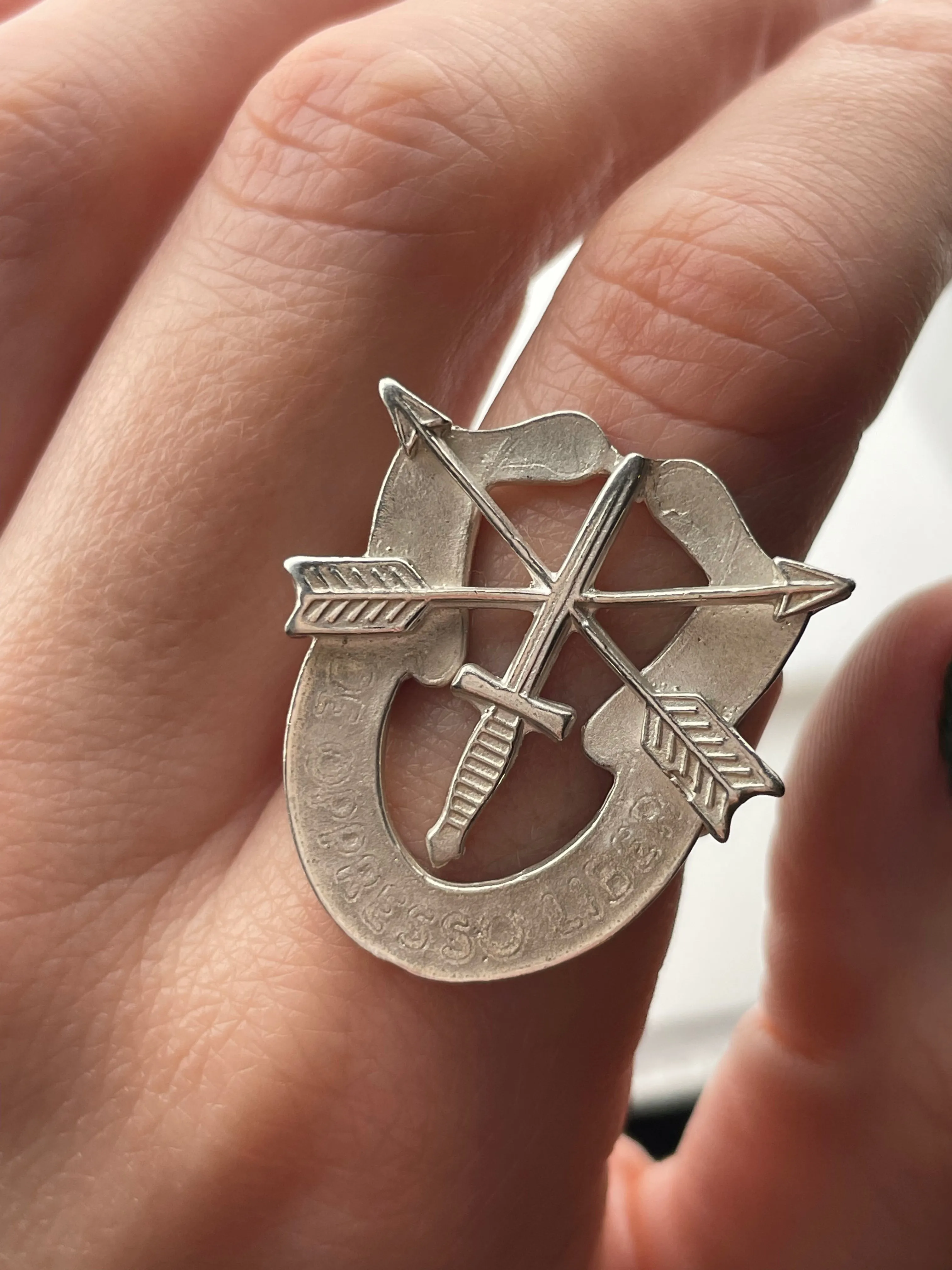 size 9 sterling silver armed forces ring