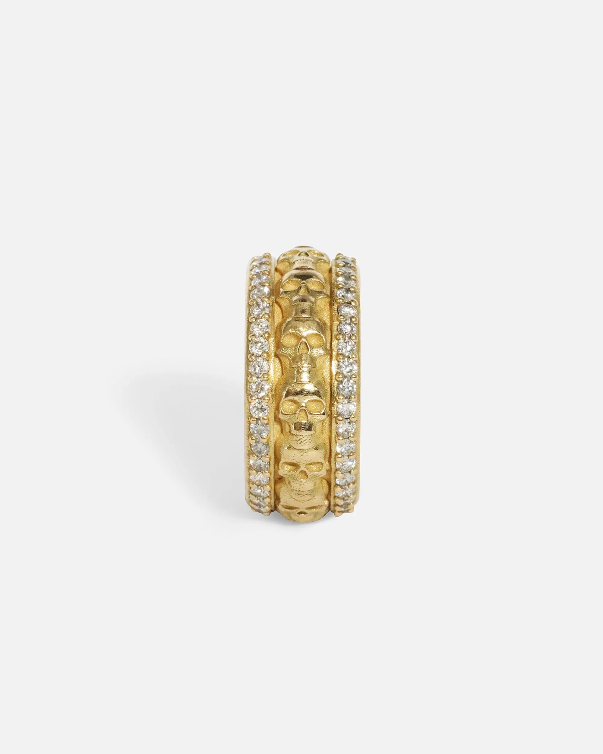 Skulls In A Line Band / Pave White Diamonds