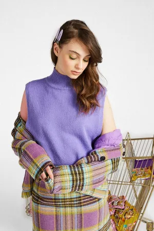 SLEEVELESS MOCK NECK SWEATER