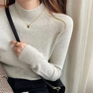 Solid Color Turtleneck Women Autumn Winter Knitted Sweaters Basic Primer Pullovers Korean Sweater Slim-fit Pullover