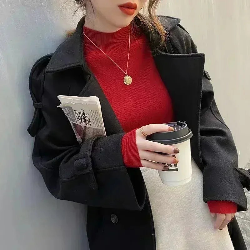 Solid Color Turtleneck Women Autumn Winter Knitted Sweaters Basic Primer Pullovers Korean Sweater Slim-fit Pullover