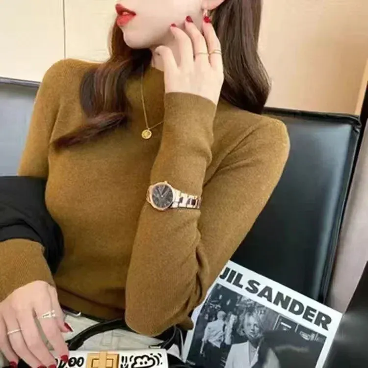 Solid Color Turtleneck Women Autumn Winter Knitted Sweaters Basic Primer Pullovers Korean Sweater Slim-fit Pullover