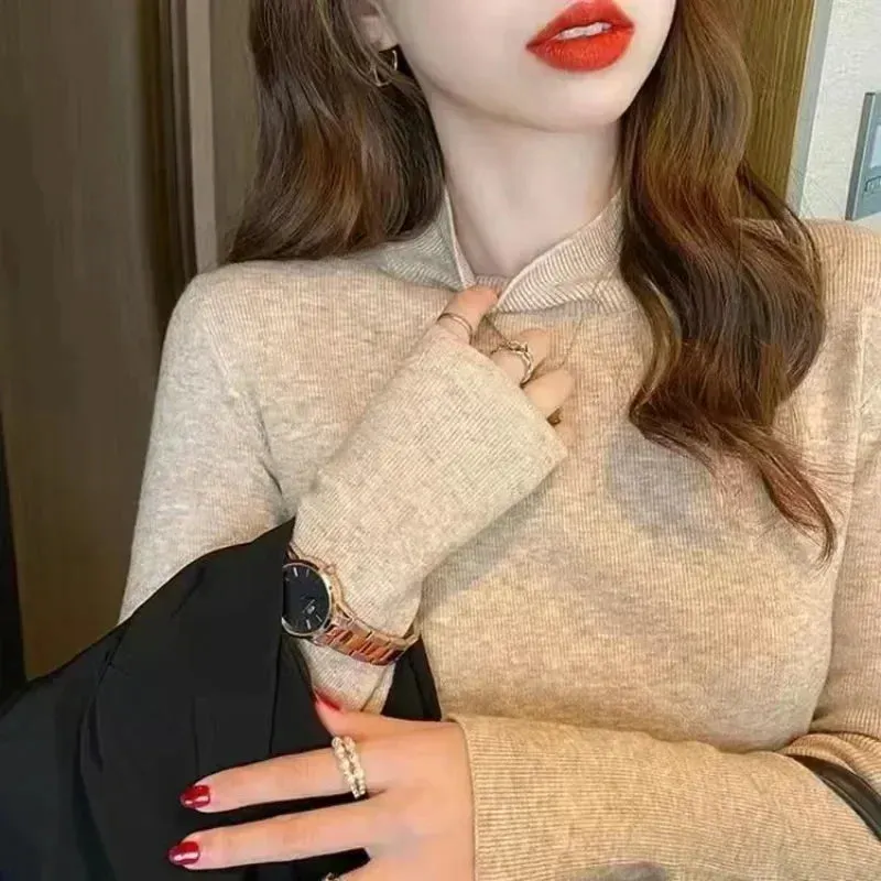 Solid Color Turtleneck Women Autumn Winter Knitted Sweaters Basic Primer Pullovers Korean Sweater Slim-fit Pullover