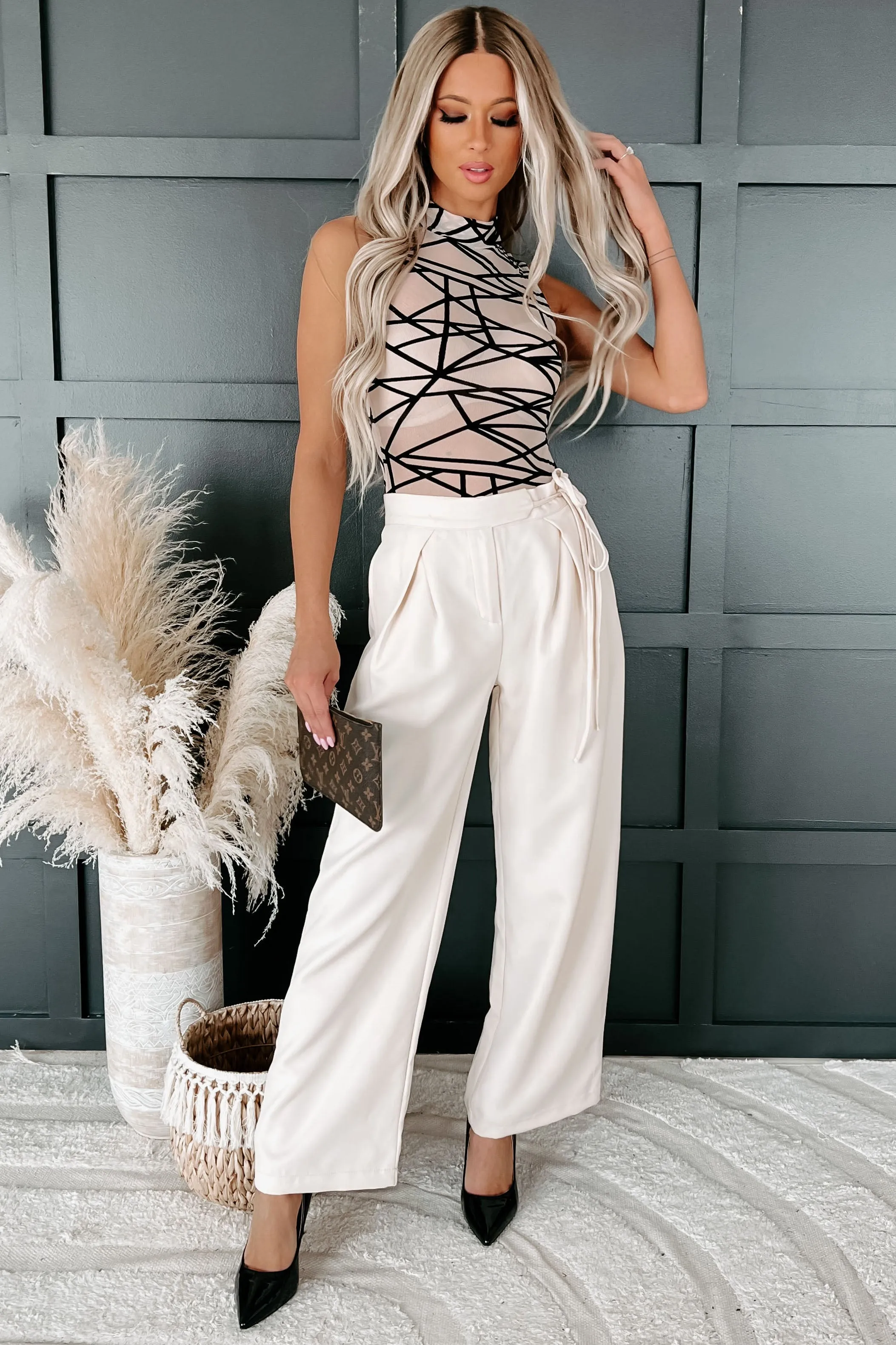 Speaking From Experience High Waist Wide Leg Pants (Cream)