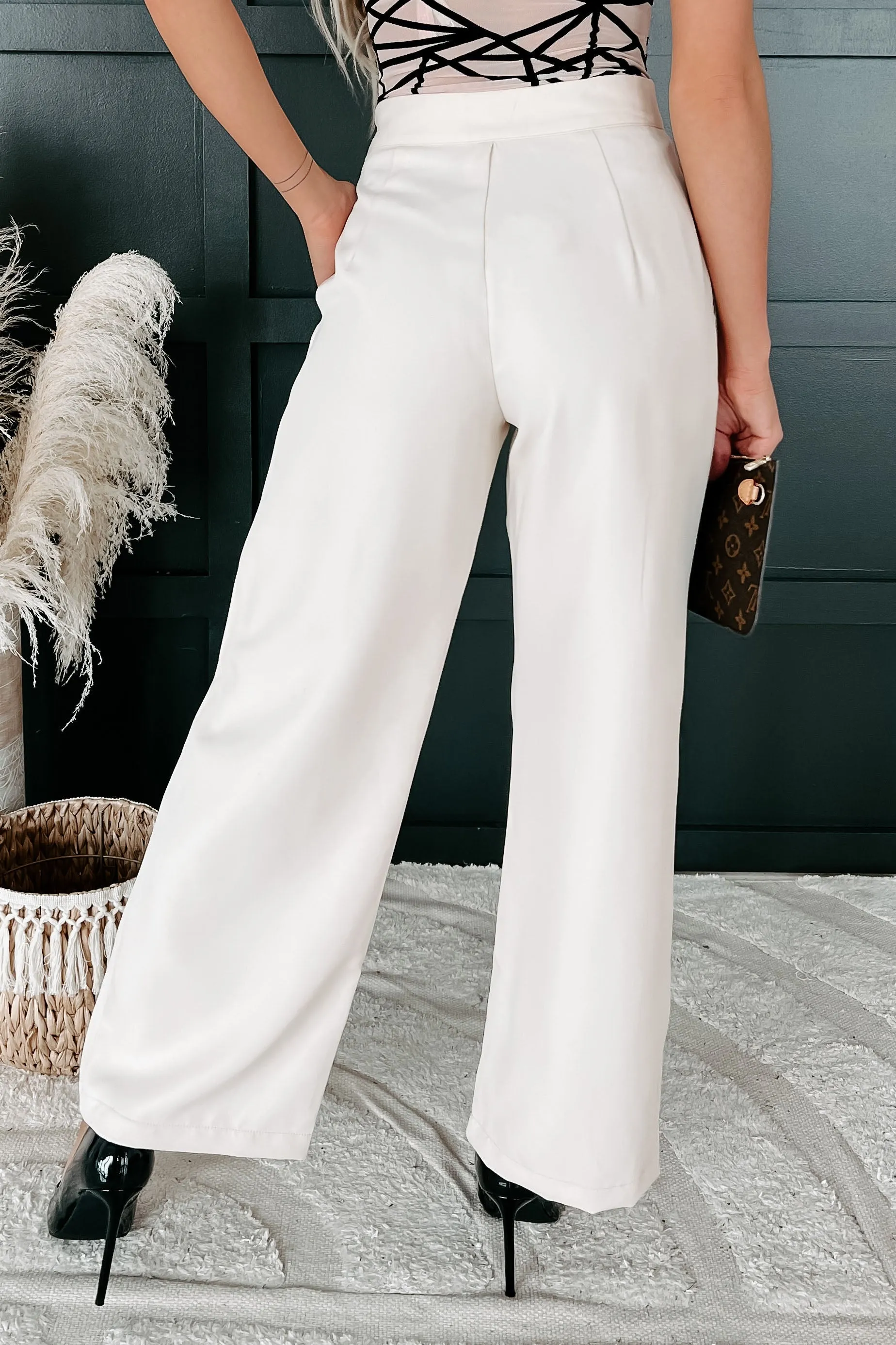 Speaking From Experience High Waist Wide Leg Pants (Cream)