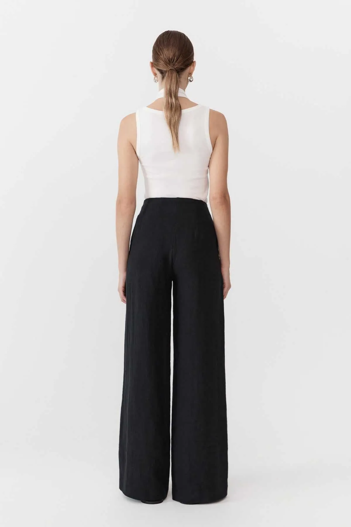 St. Agni Linen Wide Leg Pants Black