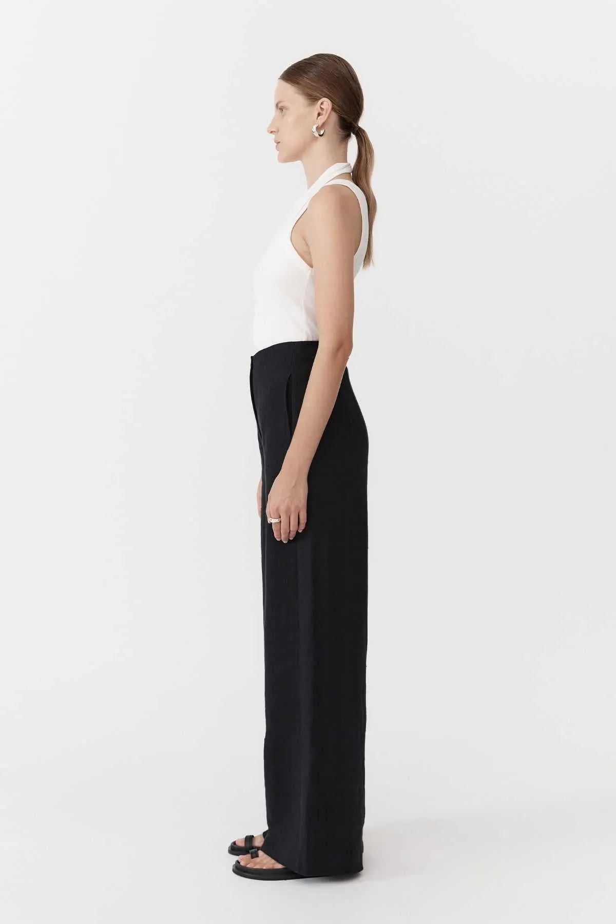 St. Agni Linen Wide Leg Pants Black