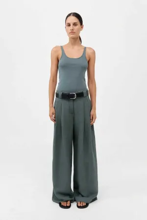 St Agni Wide Leg Pleat Pants Balsam Green