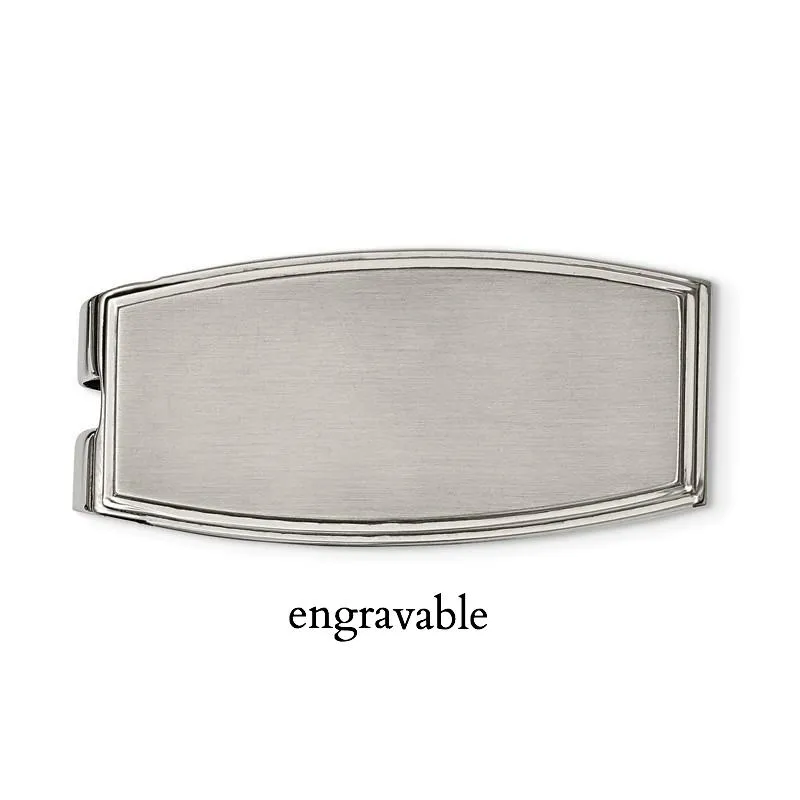 Stainless Steel Brushed And Polished Finish Money Clip - Engravable