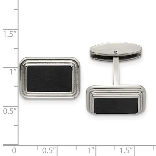 Stainless Steel Polished Black Cufflinks