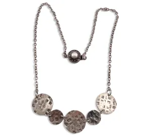 sterling silver 19 3/8" textured stoneless disc necklace