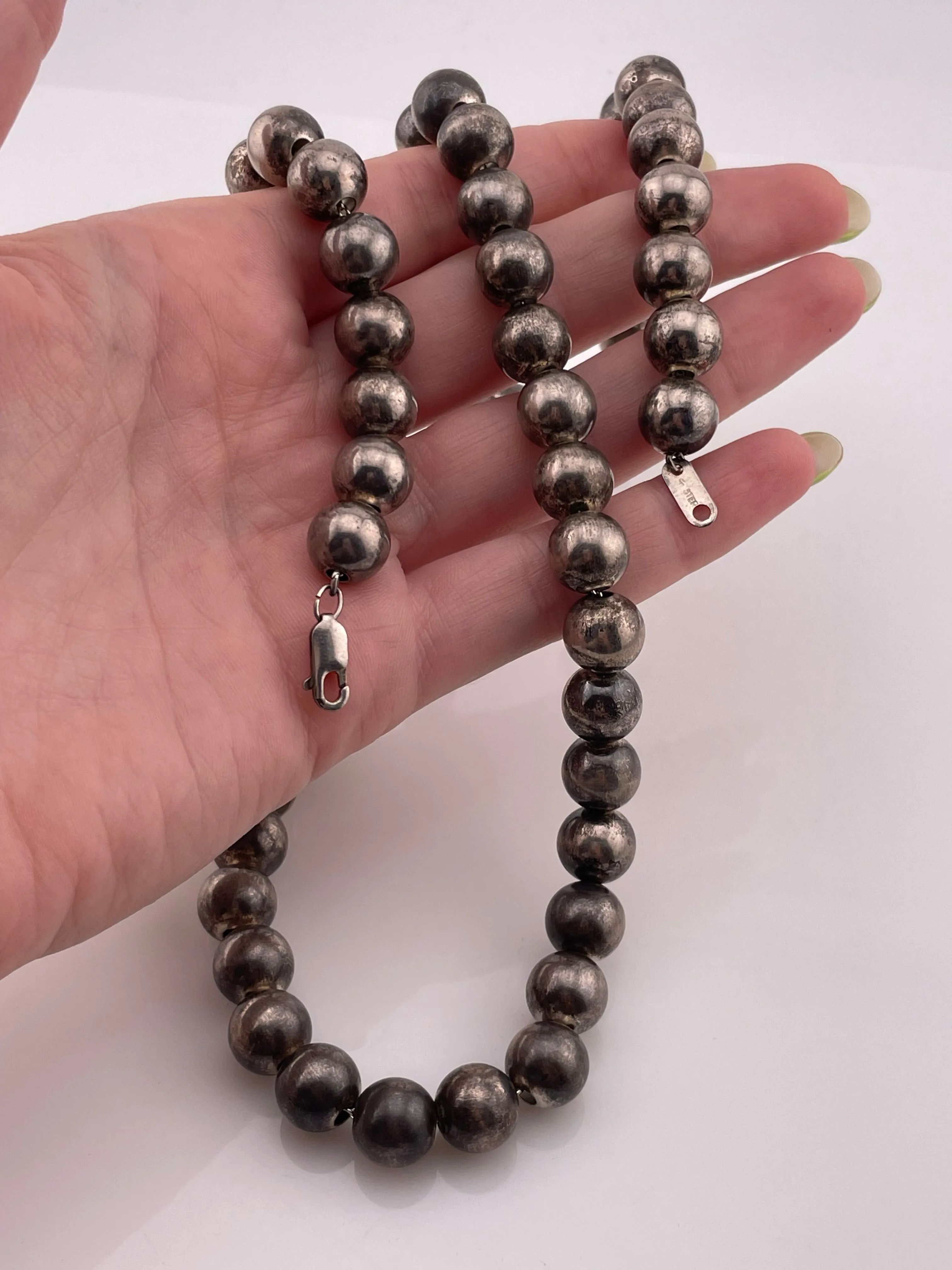 sterling silver 24-1/2" 60 grams stoneless silver pearl necklace
