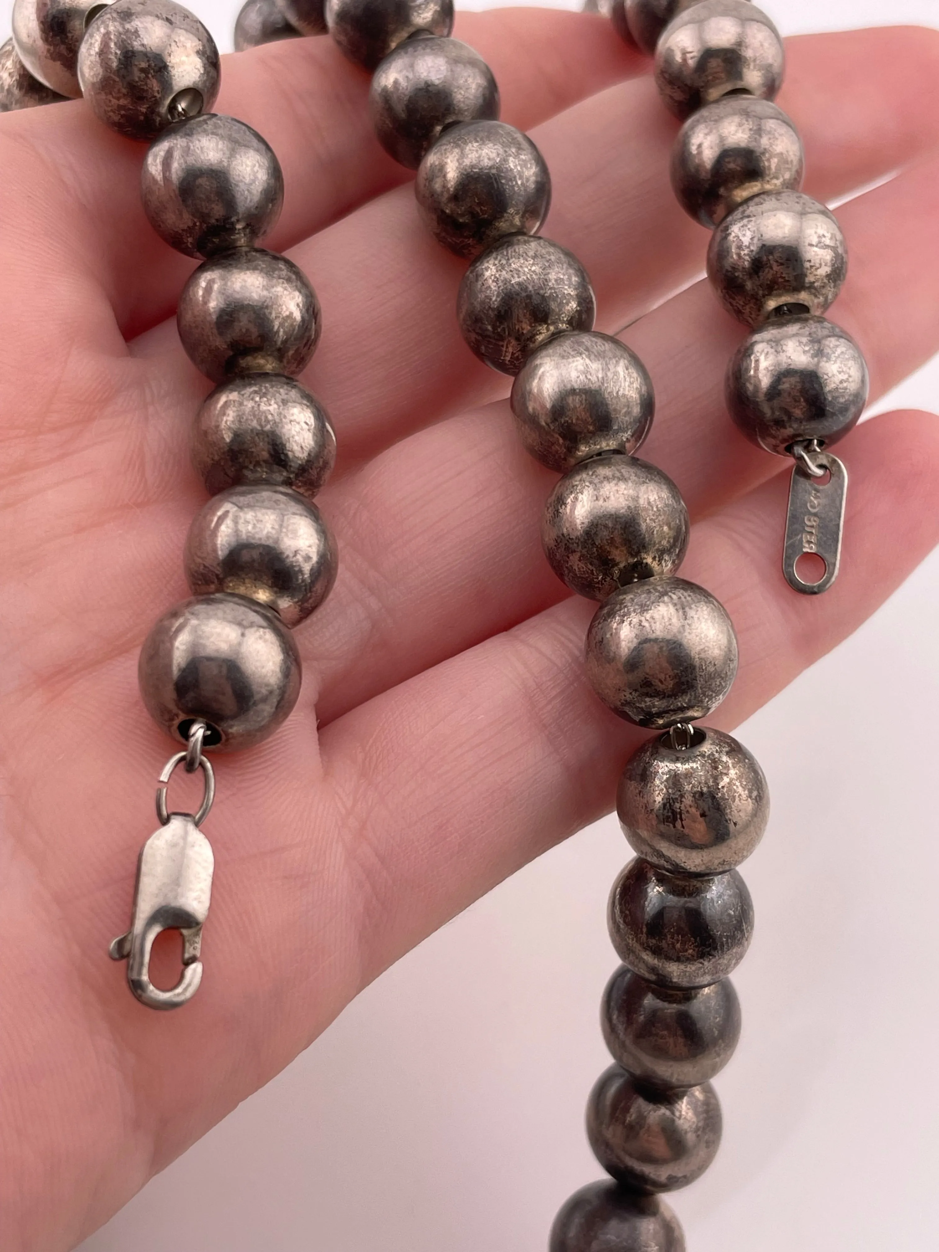 sterling silver 24-1/2" 60 grams stoneless silver pearl necklace