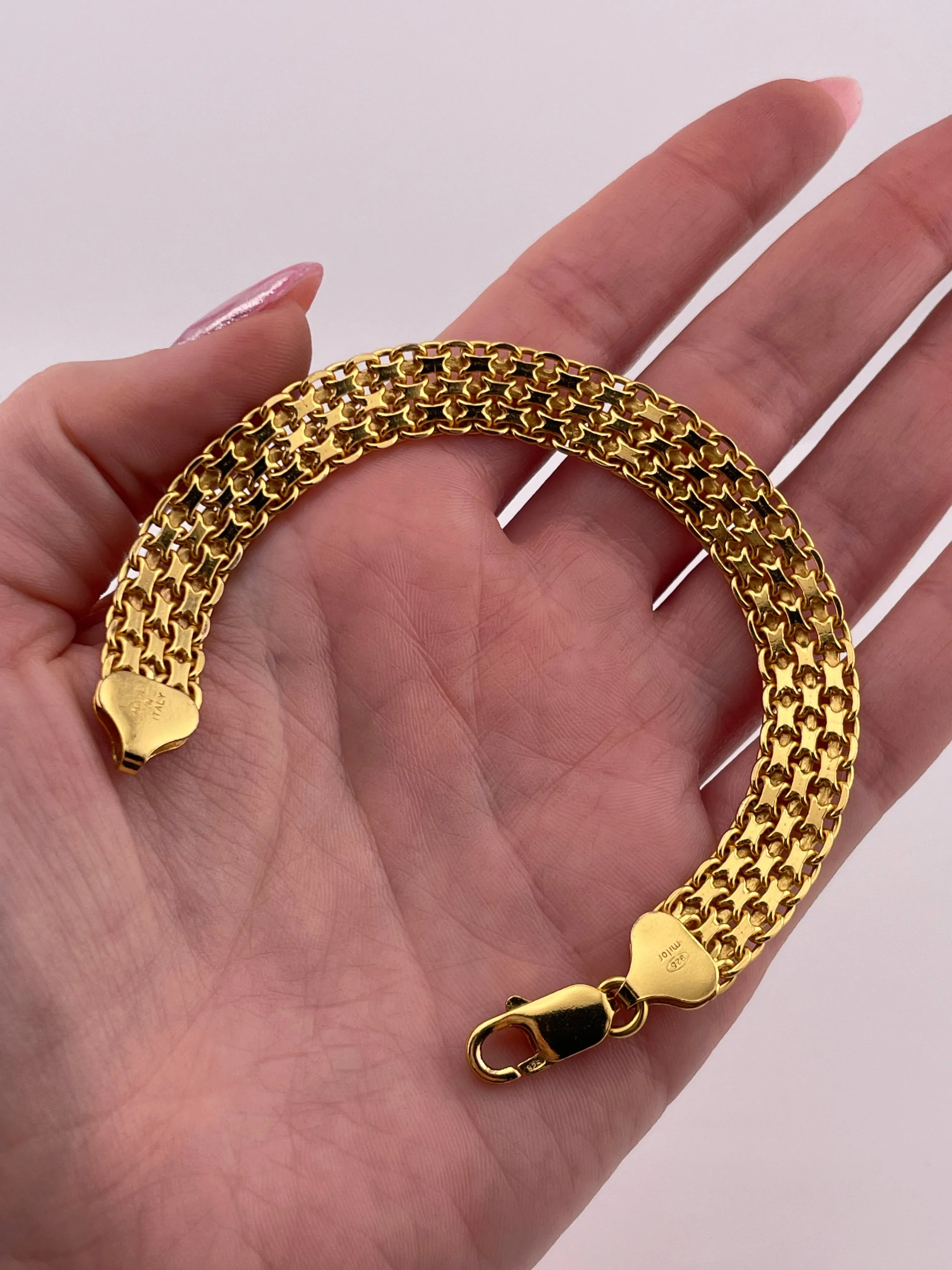 sterling silver 7-3/8" gold plated chain link bracelet