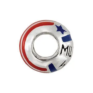 Sterling Silver 9mm Military Wife Enamel Bead