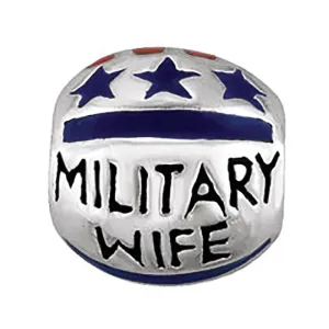 Sterling Silver 9mm Military Wife Enamel Bead