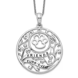 Sterling Silver Antiqued Animal Friends Dog Paw Necklace