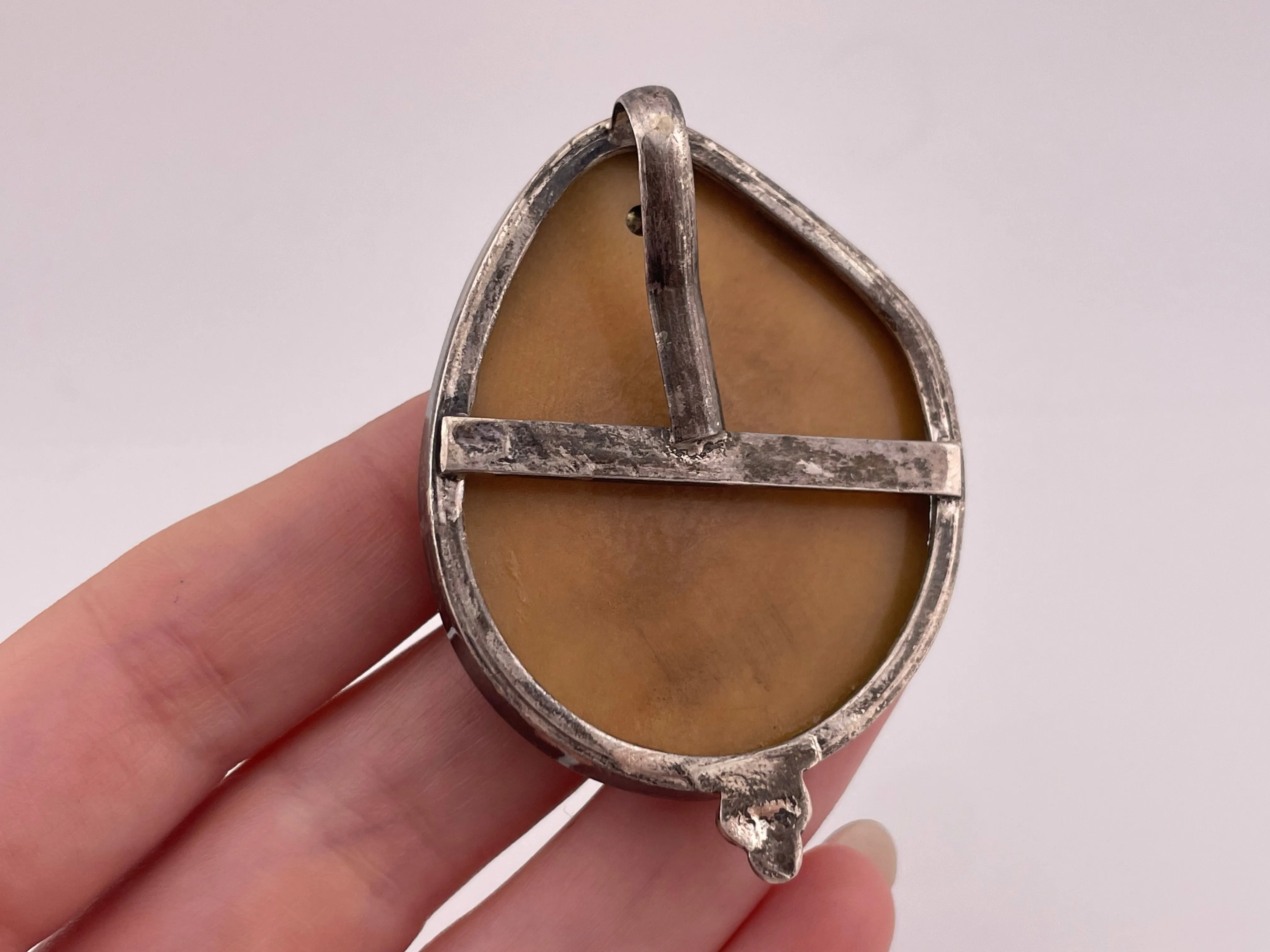 sterling silver carved material turtle pendant