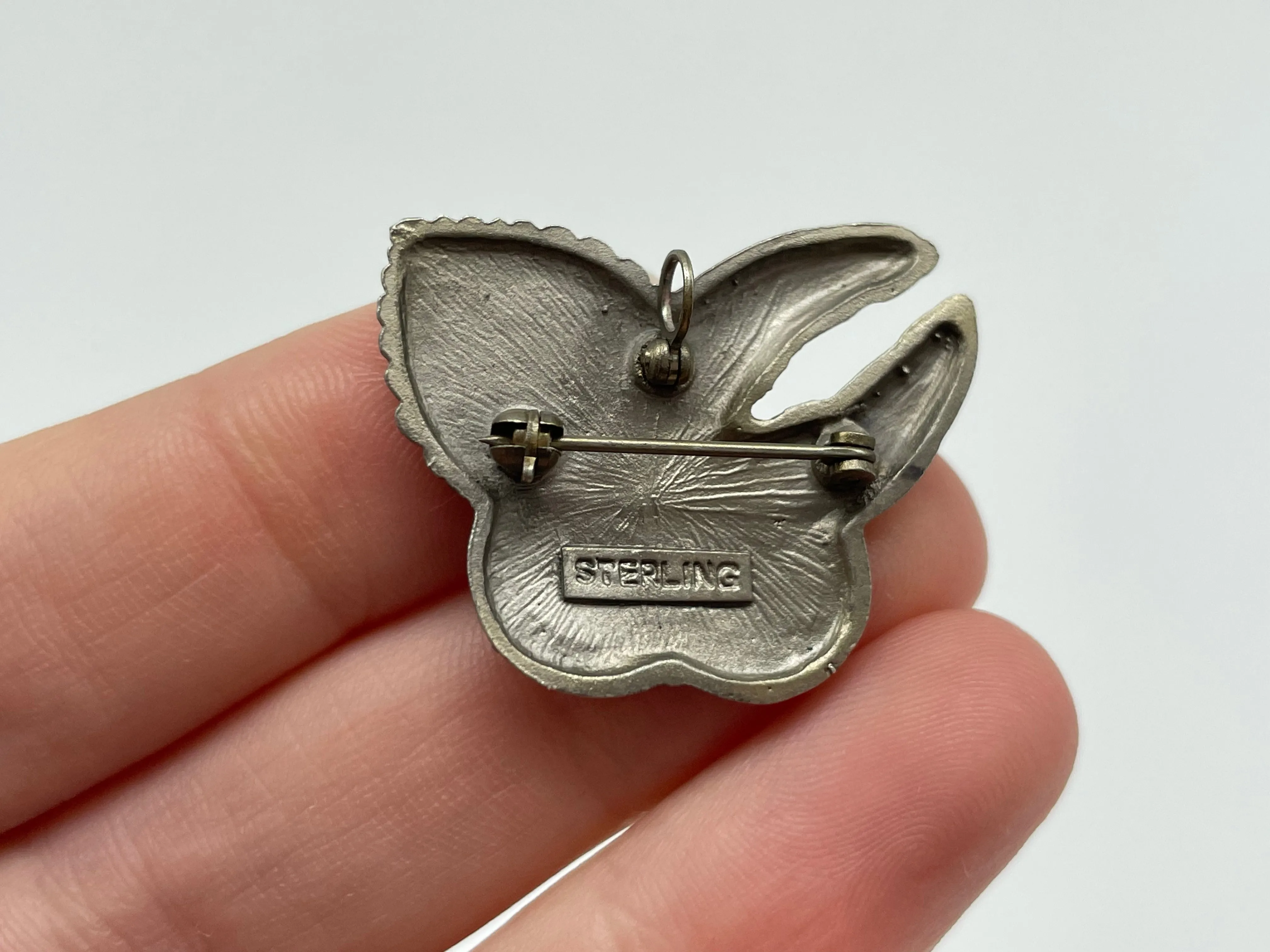 sterling silver earth hands leaf pendant / brooch
